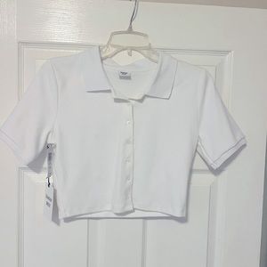 Aritzia Sunday best cropped button down polo top